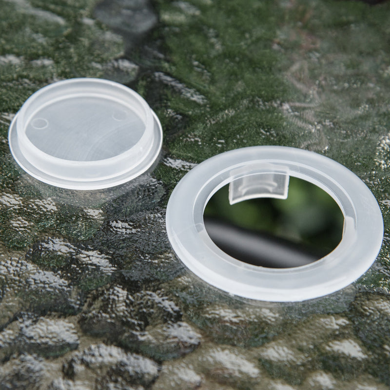 4 Piece Outdoor Patio Dining Furniture Set, 2 Folding Chairs, Adjustable Angle Umbrella, Wave Textured Tempered Glass Dinner Table, Beige