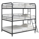 Triple Bunk Bed, Full Size With Sturdy Metal Frame And Safe Stairs - Black by HouseOfZazla