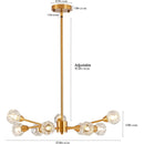 Modern Crystal Chandeliers, 9 Lights Golden Chandelier for Living Room Bedroom, Dining Room Chandelier Over Table, Kitchen Light Fixtures(Bulbs Not Included)