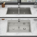 Topmount Drop In Kitchen Sink, Double Bowl 50 / 50 - Brushed Nickel by HouseOfZazla