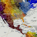 Detailed Custom World Map Print – Framed Custom Push Pin