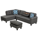 98 Inches Sectional Sofa Couch with Movable Storage Ottoman and Linen Fabric Backs by LJGDeals