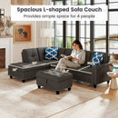 98 Inches Sectional Sofa Couch with Movable Storage Ottoman and Linen Fabric Backs by LJGDeals