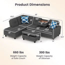 98 Inches Sectional Sofa Couch with Movable Storage Ottoman and Linen Fabric Backs by LJGDeals