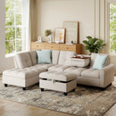 98 Inches Sectional Sofa Couch with Movable Storage Ottoman and Linen Fabric Backs by LJGDeals