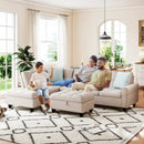 98 Inches Sectional Sofa Couch with Movable Storage Ottoman and Linen Fabric Backs by LJGDeals