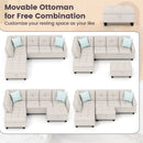 98 Inches Sectional Sofa Couch with Movable Storage Ottoman and Linen Fabric Backs by LJGDeals