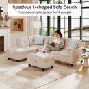 98 Inches Sectional Sofa Couch with Movable Storage Ottoman and Linen Fabric Backs by LJGDeals