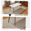Dining Table with Sintered Stone Tabletop and Metal Legs, 70' Rectangular Modern Kitchen & Dining Room Table