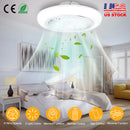 17.71in LED Ceiling Fan with Light Round Pendant Fan Lamp Low Profile Fan Light with 6 Fan Speed 3 Colors Remote Control APP Control Timer Function