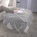 Diamond - Handcrafted Faux Yarn Pouf - Ivory / Gray by HouseOfZazla