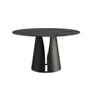 Modern Artificial Stone Round Carbon Steel Base Dining Table, Can Accommodate 6 People - Black by HouseOfZazla
