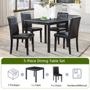5 Pieces Wooden Dining Table Set, Square Table And 4 Upholstered Chairs by HouseOfZazla