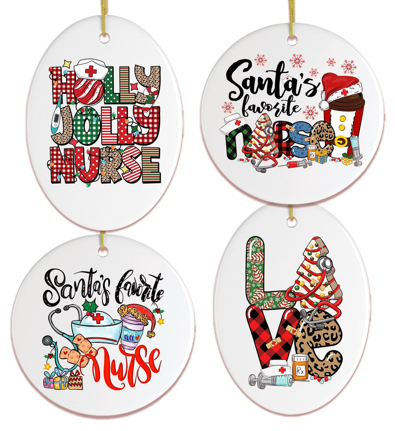 Santa's Favorite Nurse Christmas Ornament Bundle Set of Four