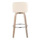 Toriano - Contemporary Fixed Height Barstool With Swivel & Round Footrest (Set of 2) by HouseOfZazla