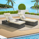 Outdoor Chaise Lounge Chair Set of 2 with Storage and Cushions by HouseOfZazla