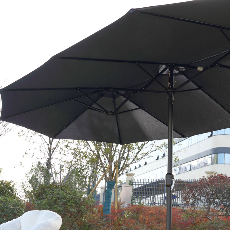 14.8 Ft Double Sided Outdoor Umbrella Rectangular Large with Crank (Navy blue)