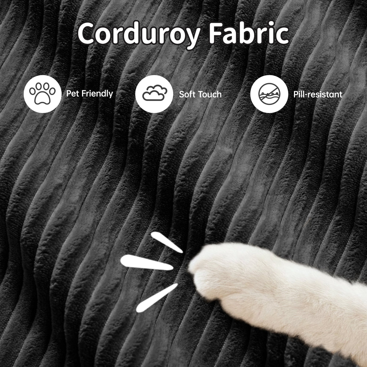 U-Shaped Modular Sofa with Breathable Corduroy Fabric, photo 4 of 10
