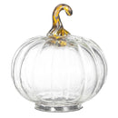 Set of 4 Clear Glass Pumpkin Decor