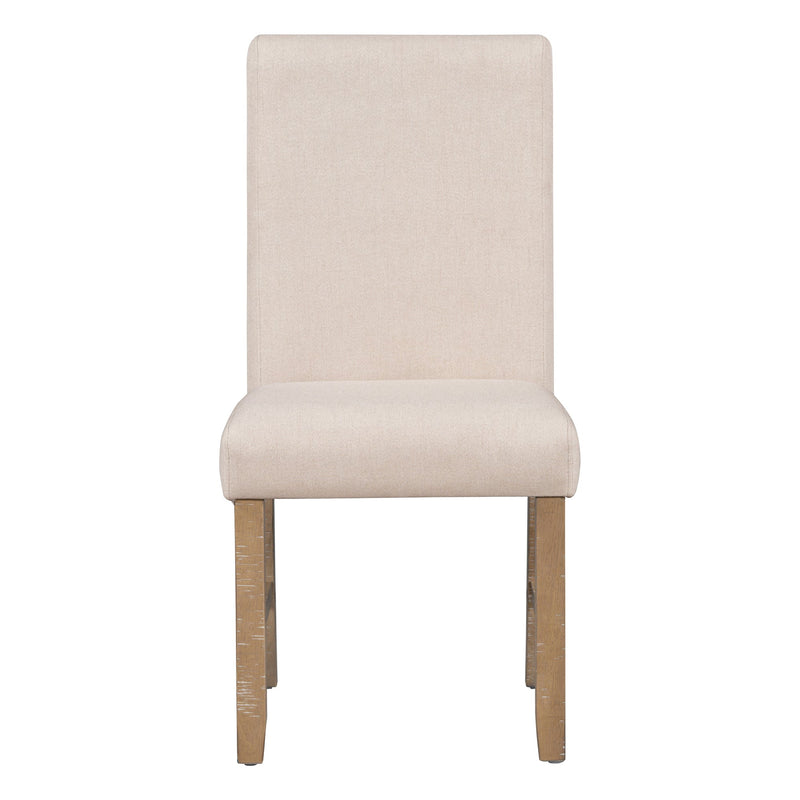 5-Piece Retro Functional Dining Set with Extendable Round Table with Removable Middle Leaf and 4 Upholstered Chairs for Dining Room and Living Room (Natural Wood Wash)