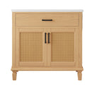 Bathroom Vanity With Ceramic Sink, Modern Free Standing Cabinet With Soft Close Drawers
