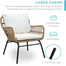 6PCS Outdoor Patio Balcony Natural Color Wicker Sofa Chair Set with Beige Cushion,Round Tempered Glass Table