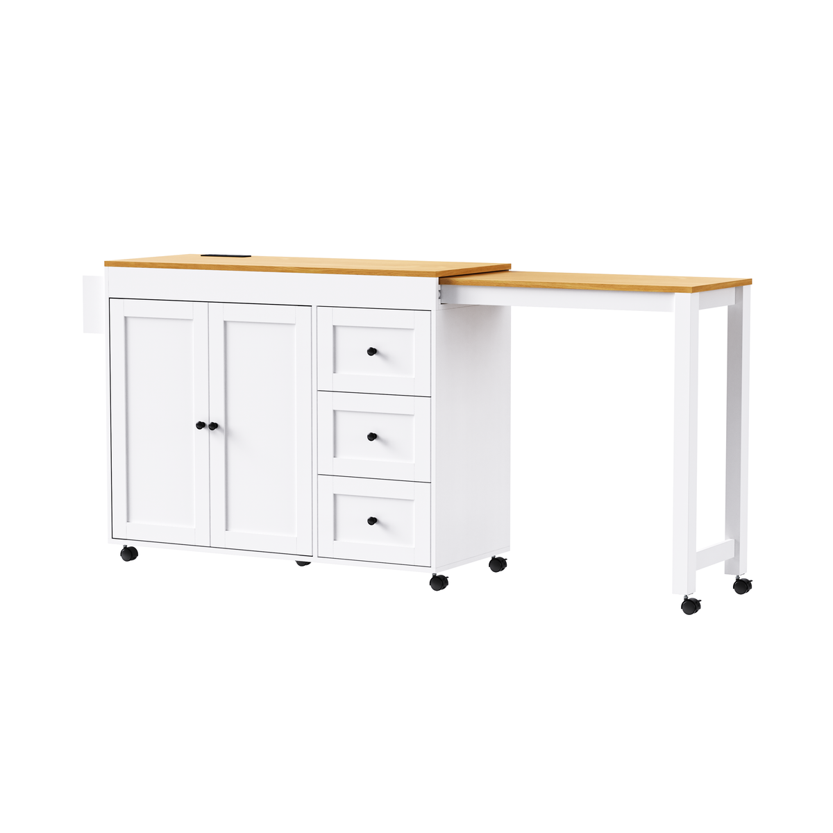 K&K 74.8" Kitchen Island with Extendable Dining Table, photo 3 of 10