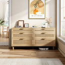 Rattan Dresser With 6 Drawers, Legs & Handles, Storage Cabinet - Natural by Unique Piece Furniture