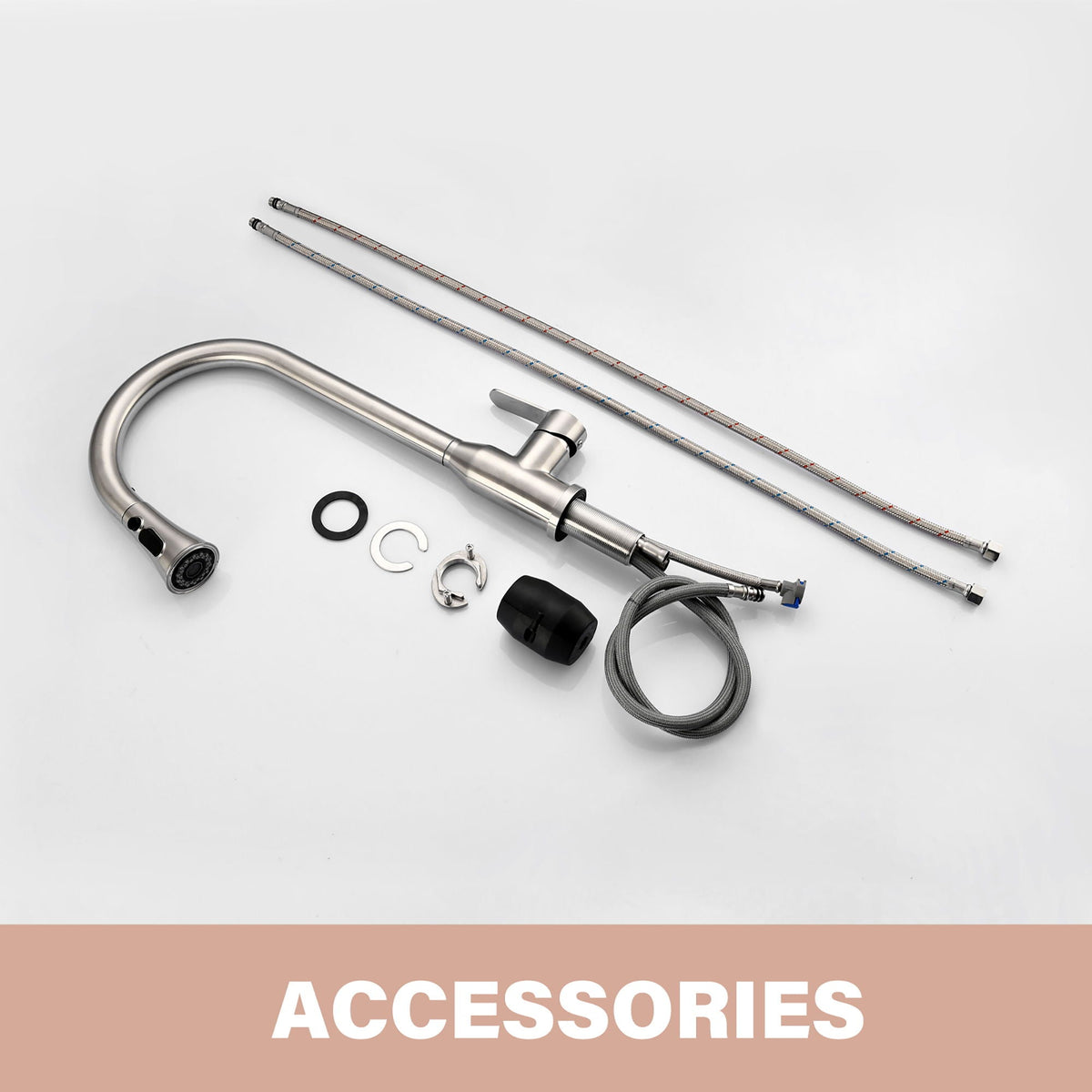Stainless Steel High Arc Kitchen Faucet With Pull Down Sprayer - Brushed Nickel, photo 4 of 8