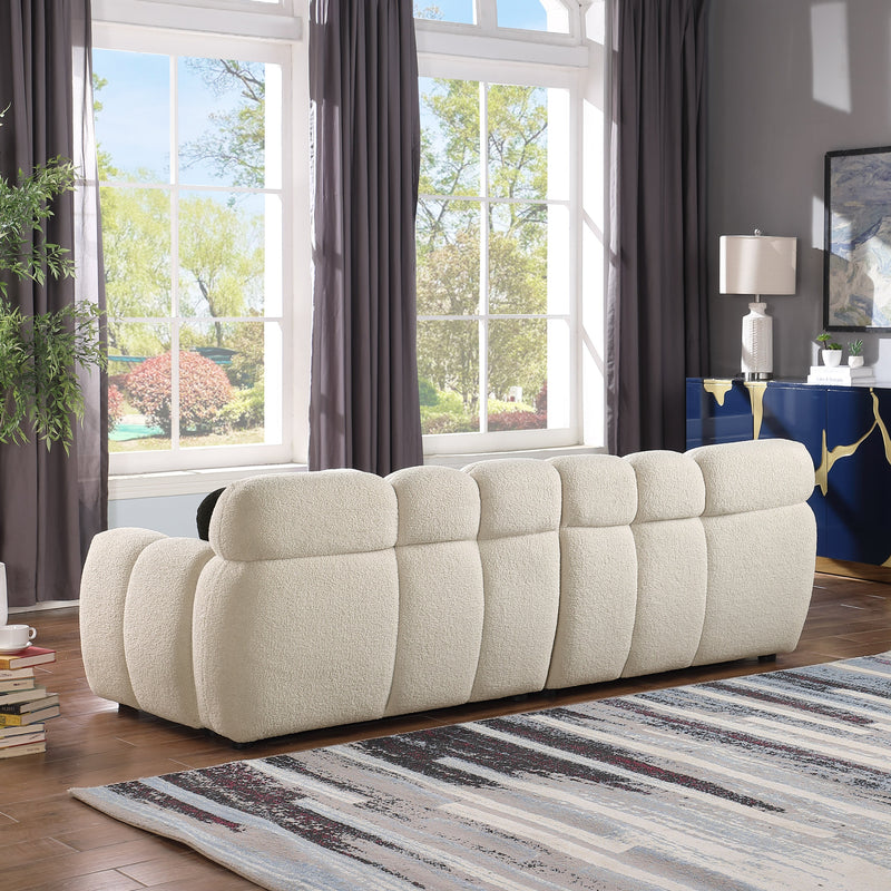 87.4 length, 35.83" deepth, human body structure for USA people, marshmallow sofa,boucle sofa, 3 seater, BEIGE BOUCLE