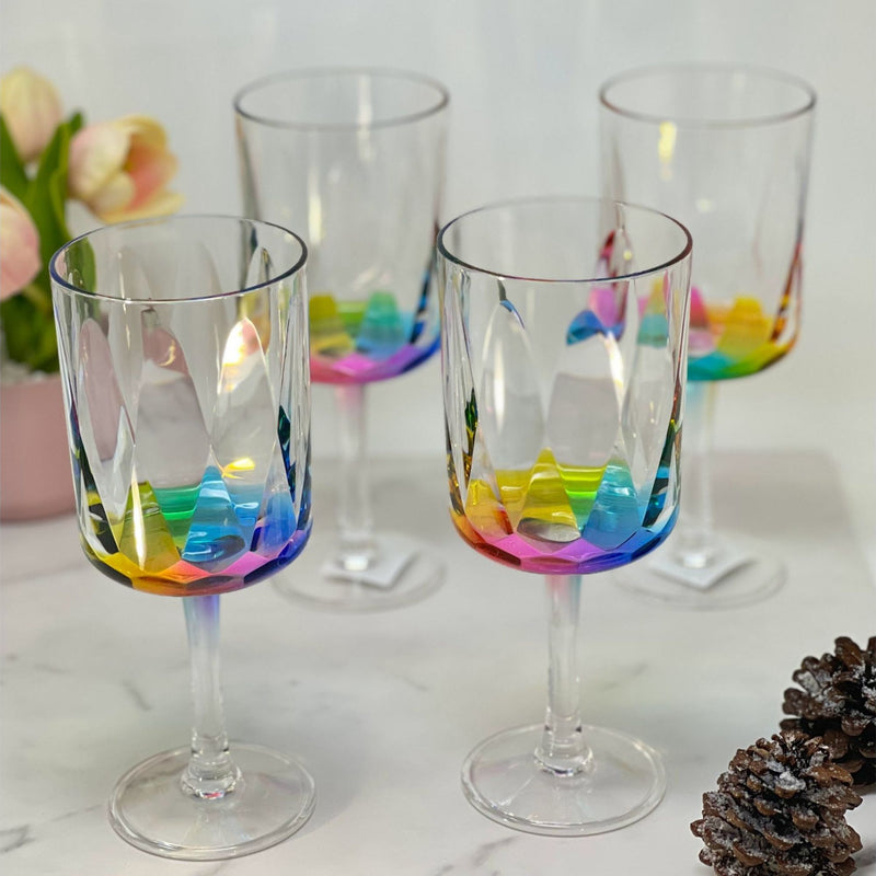 Leadingware Rainbow Diamond Plastic Wine Glasses (Set of 4), Unbreakable Bpa Free Acrylic, 16Oz - Clear, photo 6 of 9