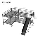 Mission Style Twin Size L-Shaped Bunk Bed With Slide And Ladder - Black by HouseOfZazla