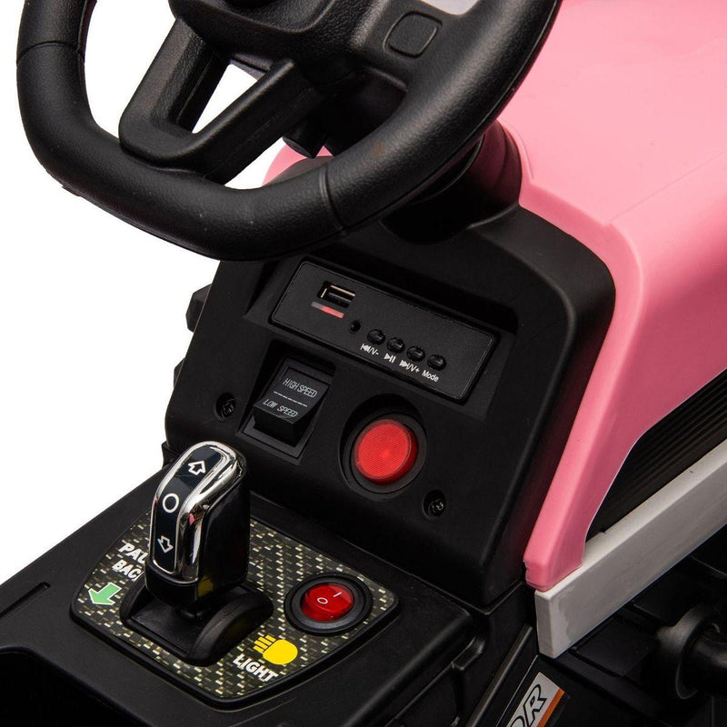 Ride on Tractor with Trailer,24V Battery Powered Electric Tractor Toy, 200wx2motor 1.86-4.97MPH/Remote Control,electric car for kids,Three speed adjustable,USB,MP3, Bluetooth,LED light, safety belt