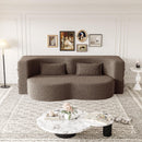 Modern Floor Sofa With Two Pillows Convertible Teddy Fabric Foam Filled Bed