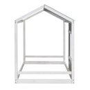 Twin Size House Platform Bed With Roof And Window - Natural / White by HouseOfZazla