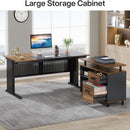 L-Shaped Executive Desk With File Cabinet, Office Workstation With Drawers, Shelves & Storage by HouseOfZazla