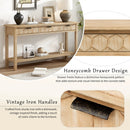U_Style 58.3'' Fir Veneer Entryway Table with Honeycomb-patterned Fronts by HouseOfZazla