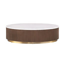 Oval Cocktail Table - Brown / Gold / White by HouseOfZazla