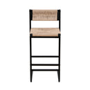 Bar Stools Paper Rope Weave Dining Chairs With Back Hand Weave Stools For Kichen Island, Bar & Counter (Set of 2)