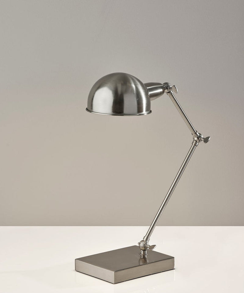 Adesso 21"H Swing Arm LED Desk Lamp Brushed Steel Metal Finish