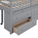 Loft Bed With Retractable Writing Desk And 4 Drawers, With Lateral Portable Desk And Shelves by HouseOfZazla