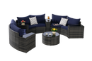 Outdoor Patio Furniture 11-Piece Half-Moon Sectional Round Patio Furniture Set by HouseOfZazla