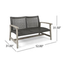 Hampton Outdoor Wood and Wicker Loveseat - Gray by HouseOfZazla