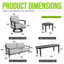 6 Piece Outdoor Conversation Set With Swivel Chairs - Ember Black by HouseOfZazla