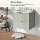 Modern Wall-Mounted Bathroom Vanity With 2 Drawers, Ideal For Small Bathrooms - Green by HouseOfZazla