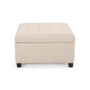 Upholstered Tufted Fabric Storage Ottoman, Wheat by HouseOfZazla