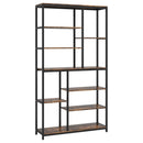 Extra Tall 8 Tier Staggered Etagere Bookcase With 8 Shelves Organizer For Living Room - Rustic Brown by HouseOfZazla