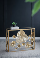 Console Table With Mirrored Glass Top, Modern Entryway Table For Living Room Foyer Entryway - Gold by Unique Piece Furniture