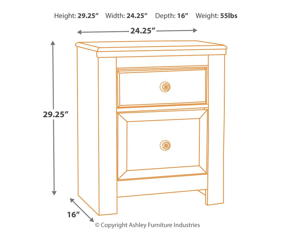 Paxberry - Two Drawer Night Stand - Whitewash, photo 5 of 7