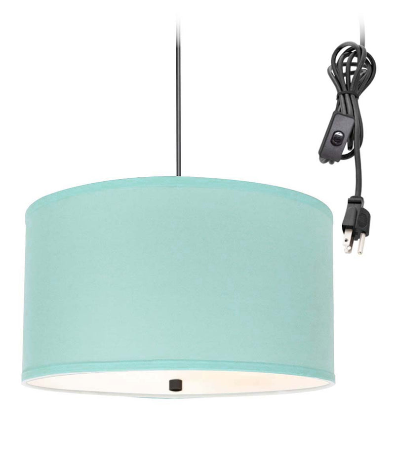 18"W 2 Light Swag Plug-In Pendant  Island Paridise Blue with Diffuser Black Cord